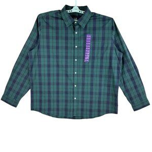 GAP Men's Stretch Long Sleeve Collared Green Sycamore Plaid Shirt Size‎ XXL NWT